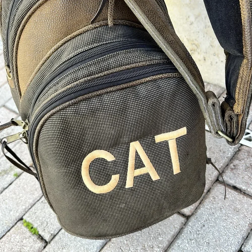 RM CAT Cart 2 Tone Brown 6-Way Golf Cart Bag with Rain Cover Good - Picture 9 of 11
